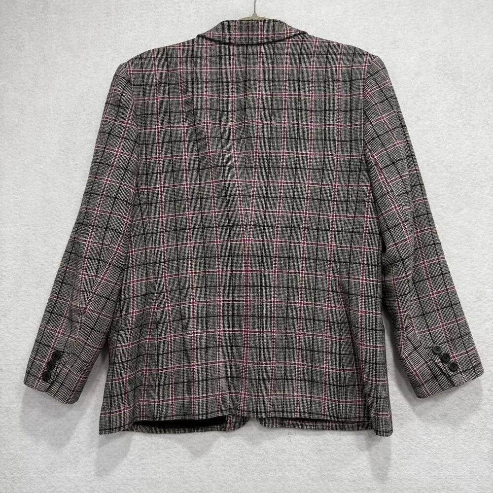 Vintage Pendleton Blazer Womens 12 Plaid Wool Blend Jacket Made USA 80s